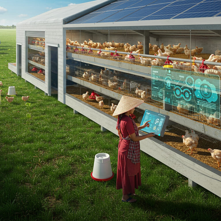 Granja avícola moderna con tecnología