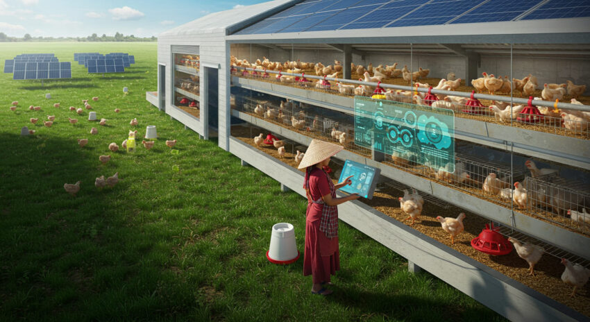 Granja avícola moderna con tecnología