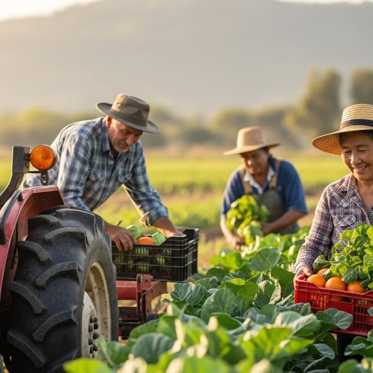 Emprendedores rurales trabajando en campo