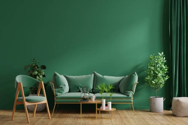 combinación de cerámica y pared verde mate