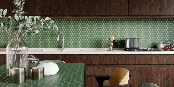 azulejos verdes en cocina