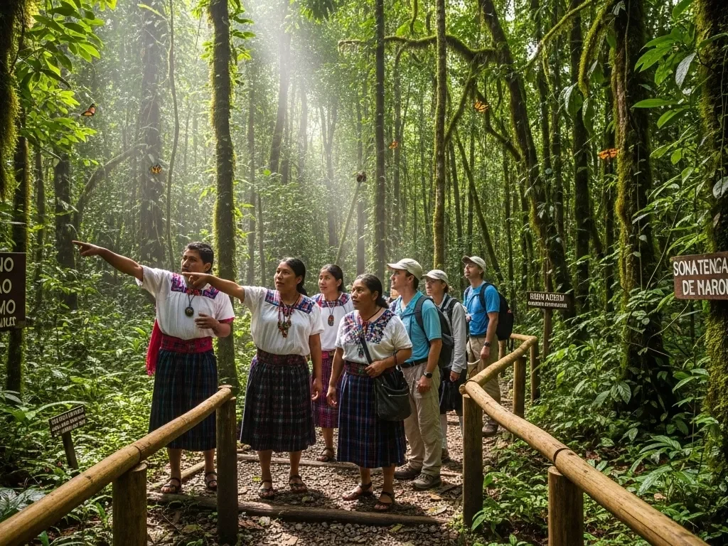 Turistas con nativos