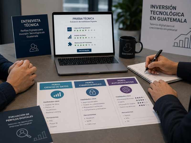 Evaluación de perfiles digitales para empresas que buscan inversión tecnológica en Guatemala.