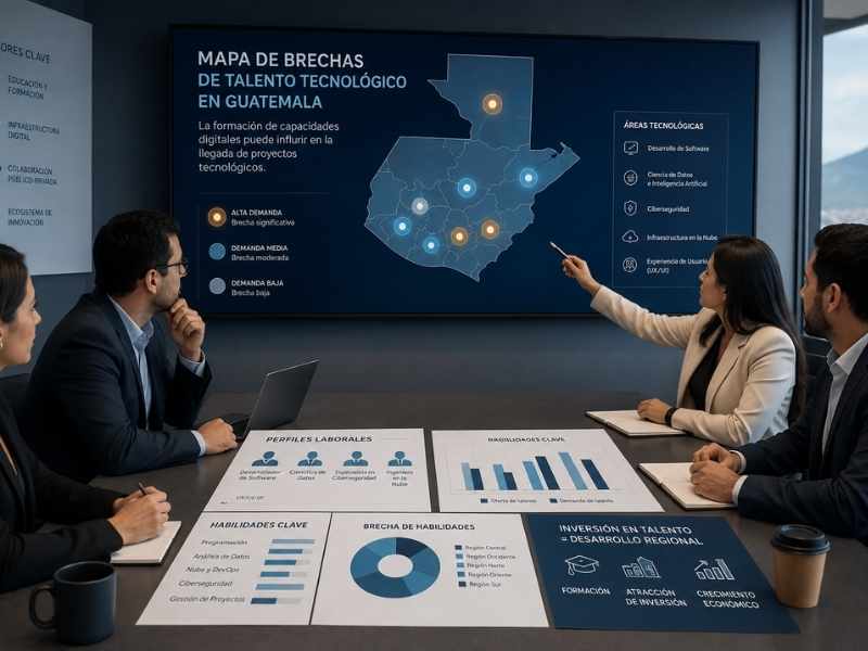 Talento tecnológico en Guatemala analizado por brechas de habilidades, inversión y desarrollo regional.