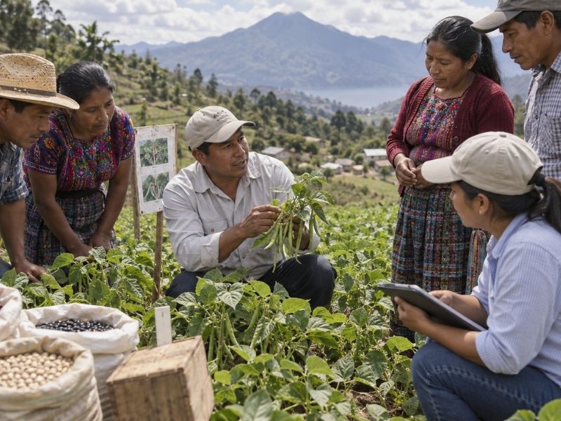 Productores reciben capacitación técnica sobre nuevas variedades de frijol, manejo agronómico y adopción de semilla.